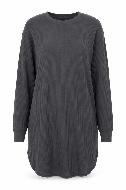 Uniqlo Women Grey M Long Sleeve Knit T-Shirt Dress