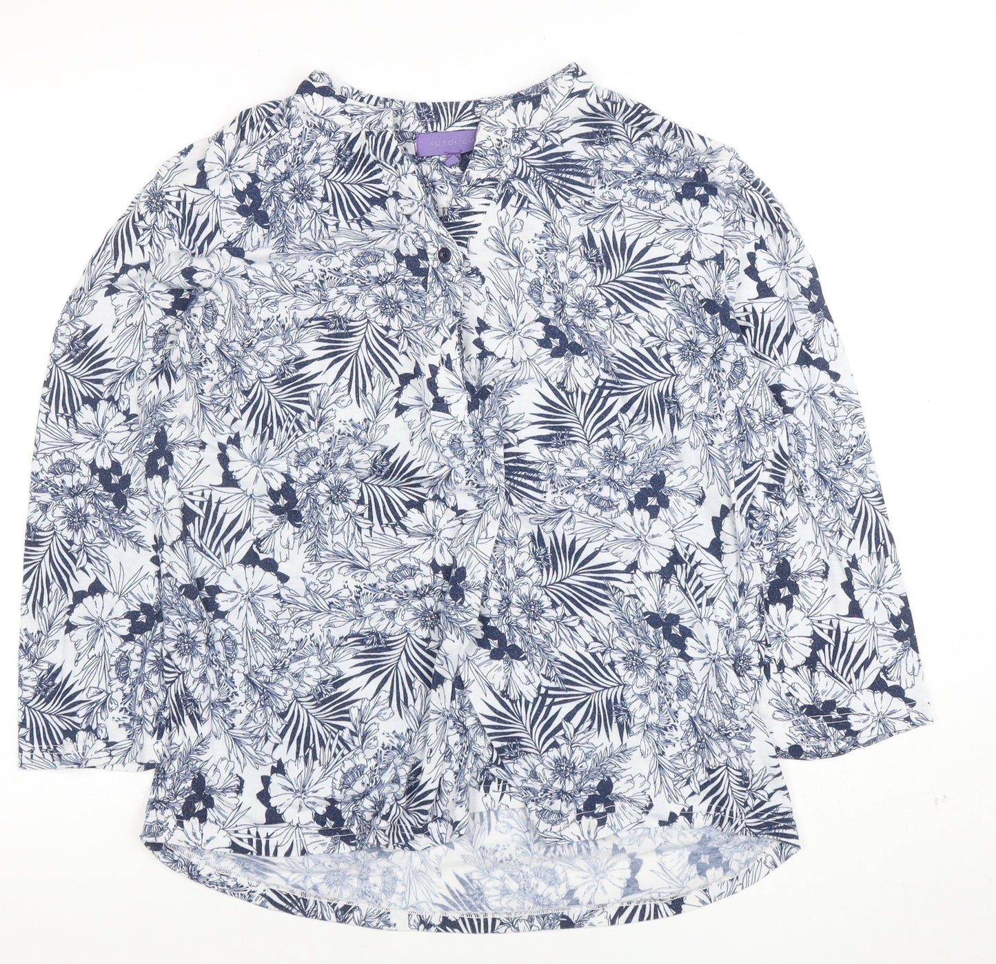 Autonomy Women’s Blue Floral 3/4 Sleeve Tunic Blouse Size L