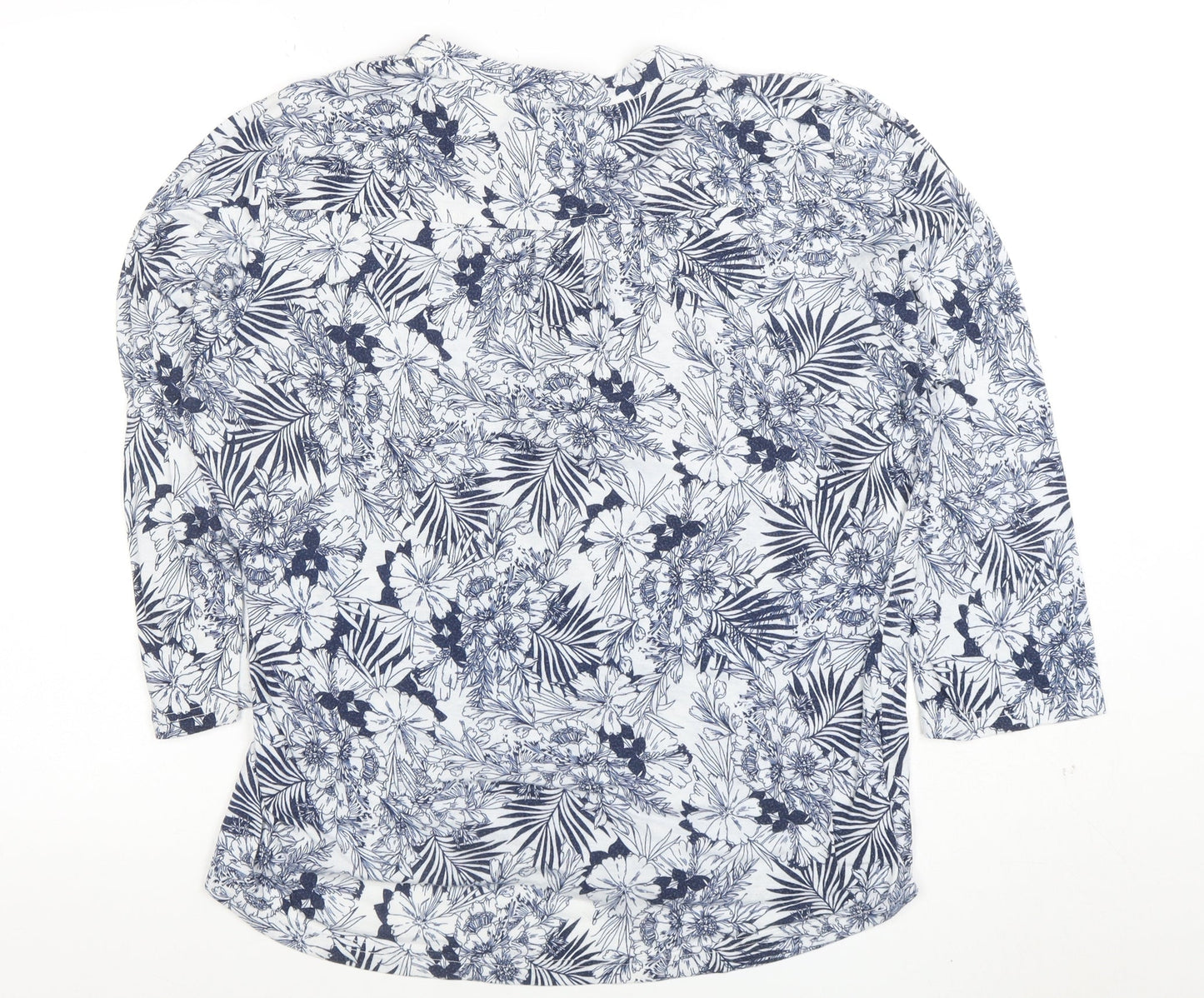 Autonomy Women’s Blue Floral 3/4 Sleeve Tunic Blouse Size L
