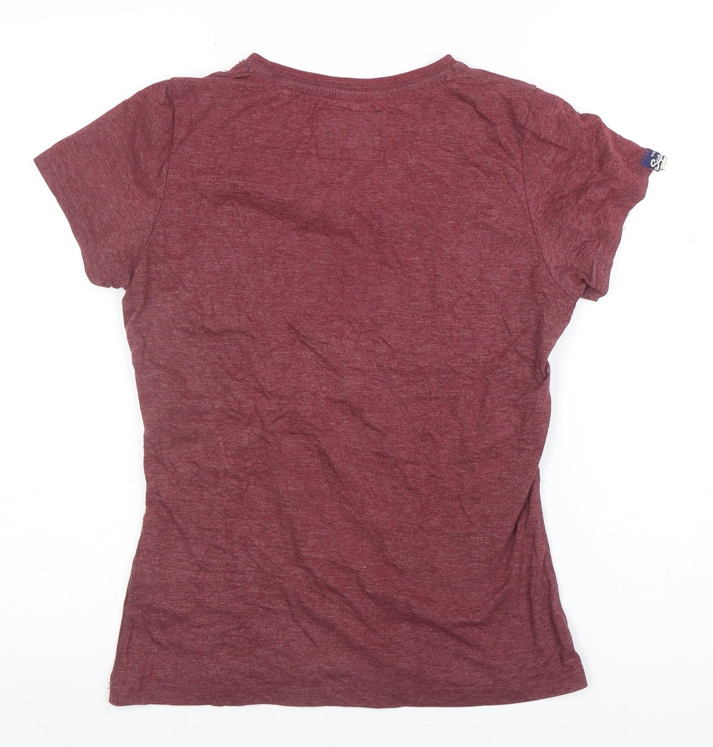 Superdry Womens Red Sequin Team 65 Slim Fit T-Shirt Size M