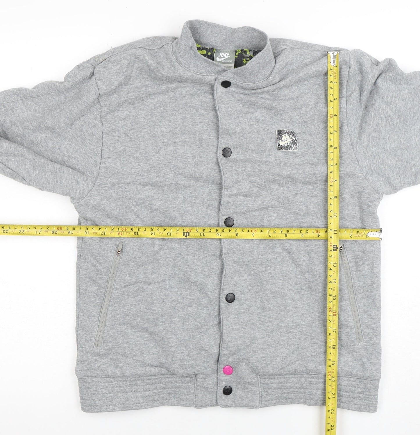 Nike Girls Grey Bomber Jacket Lined Cotton Blend Size 12-13 Years