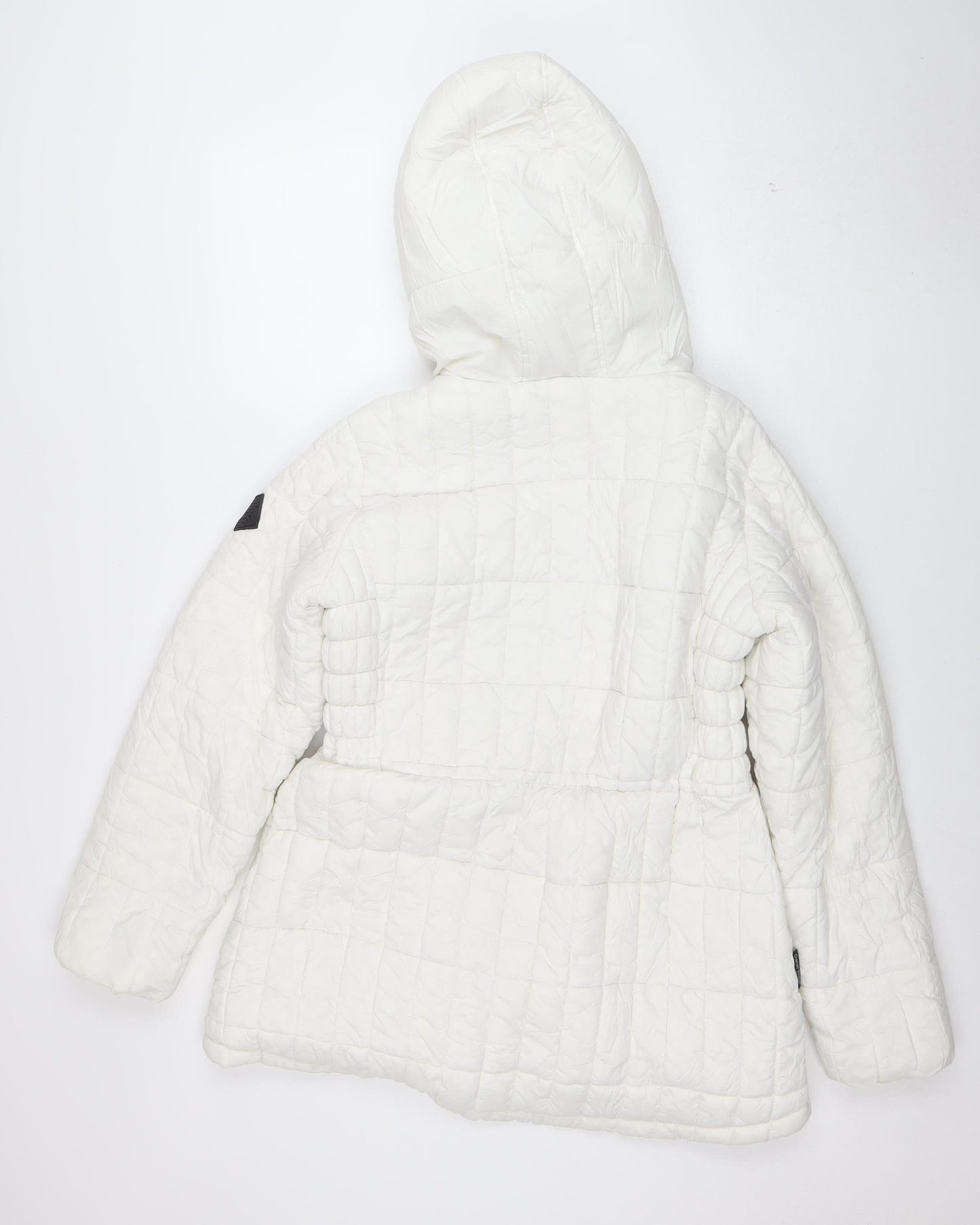 Steve Madden Women White Quilted Hooded Puffer Jacket Size M