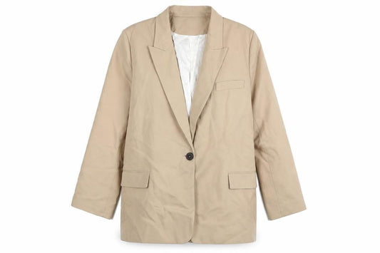 Zara Women Beige XL Single-Breasted Blazer Jacket
