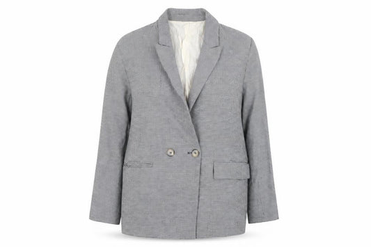 Zara Women Grey Houndstooth Double-Breasted Blazer Size 14