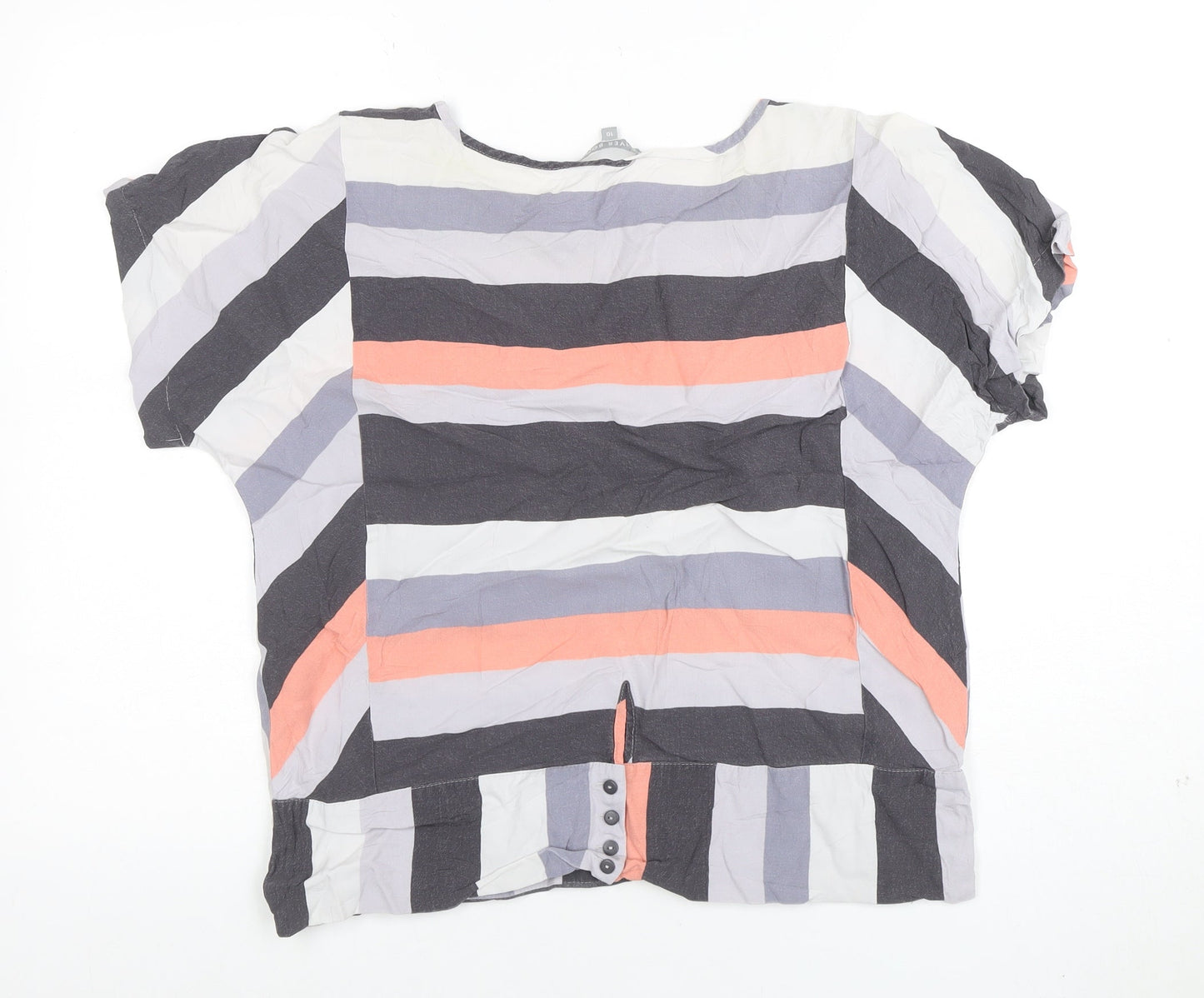 Oliver Bonas Women's Multicoloured Striped Viscose Blouse Size 10