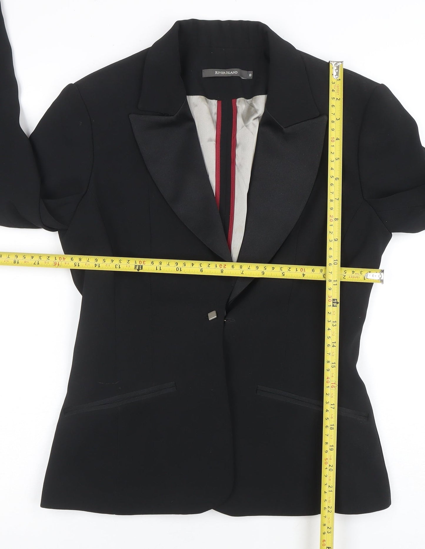 River Island Black Shawl Lapel Tuxedo Blazer Women Size 8