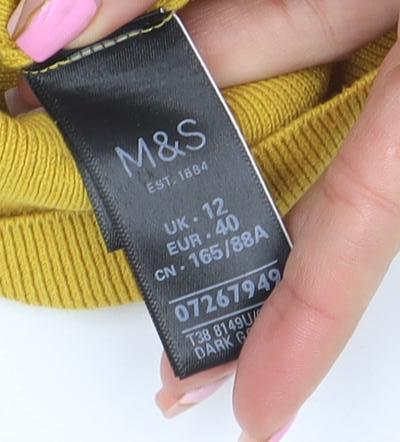 Marks and Spencer Per Una Women's Yellow V-Neck Knit Jumper Size 12