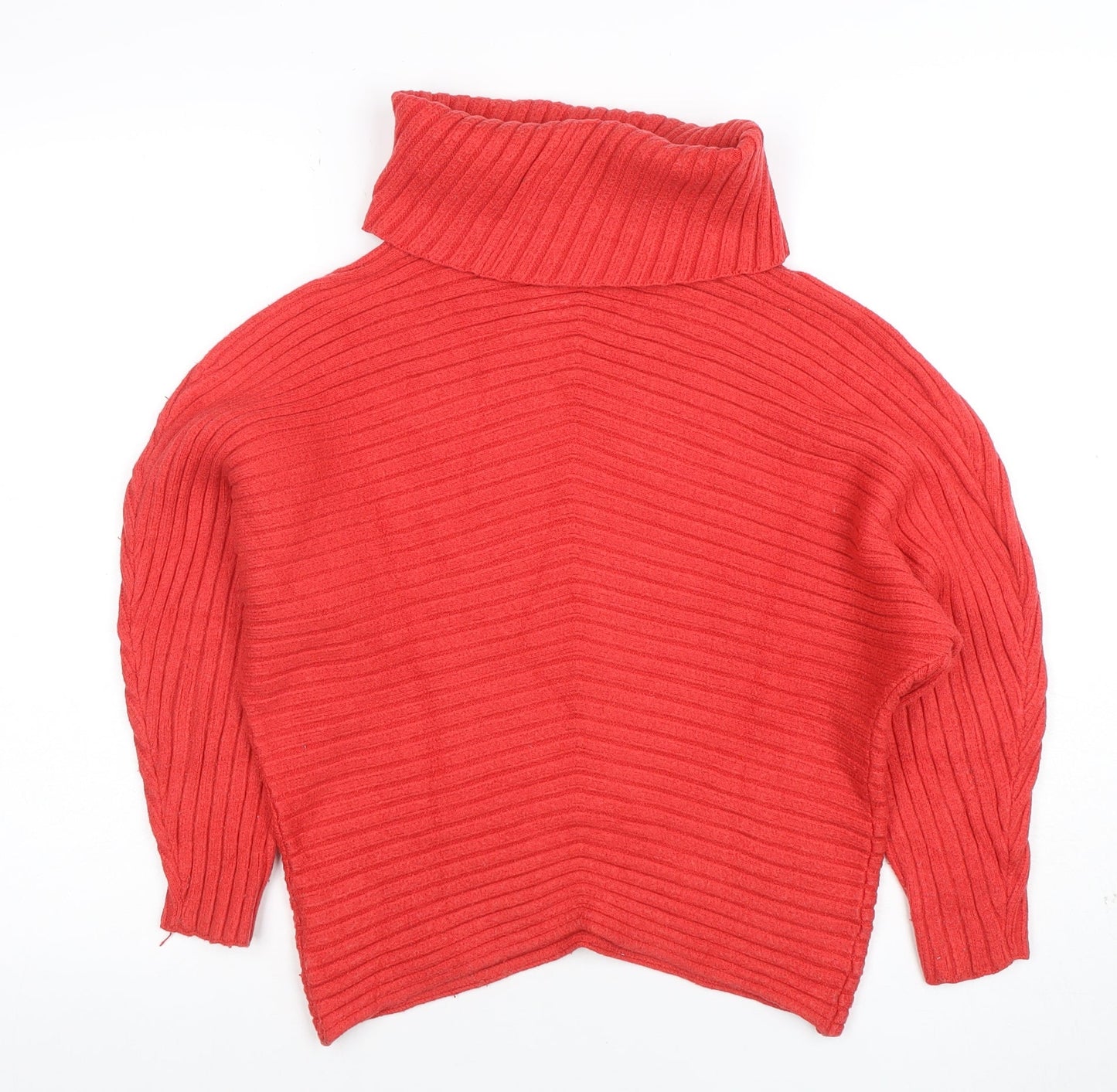 Philosophy Women Red Roll Neck Ribbed Knit Relaxed Jumper Size S