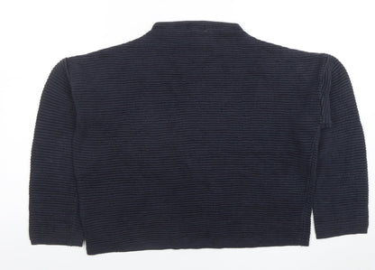 Topshop Womens Black Mock Neck Ribbed Knit Pullover Jumper Size 10