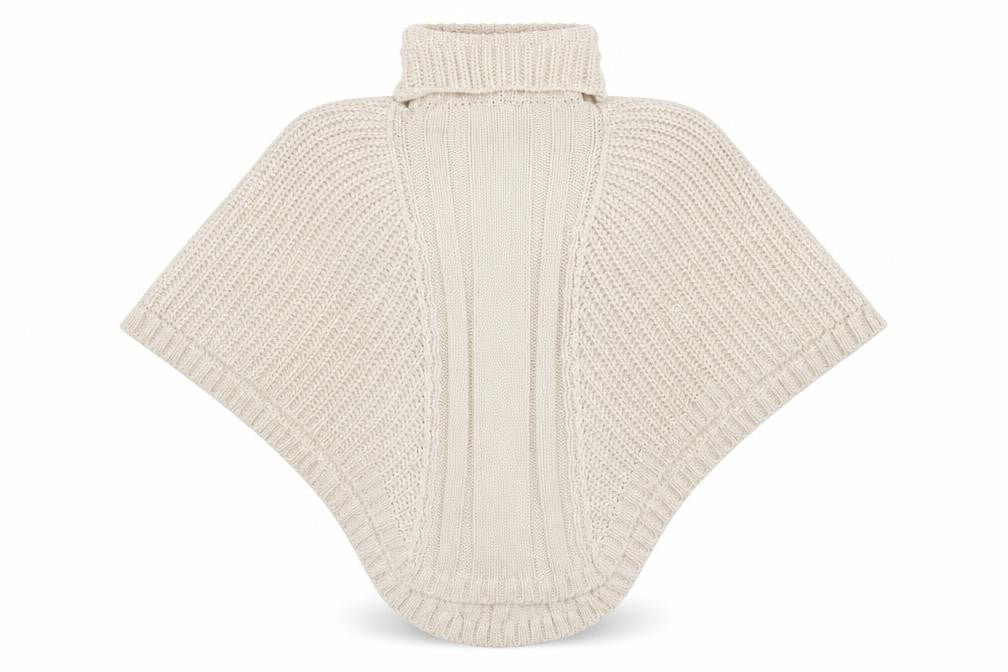 Accessorize Women Beige Roll Neck Chunky Knit Cape S
