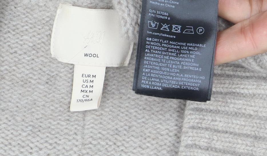 H&M Women’s Beige Wool V-Neck Knit Pullover Jumper Size M