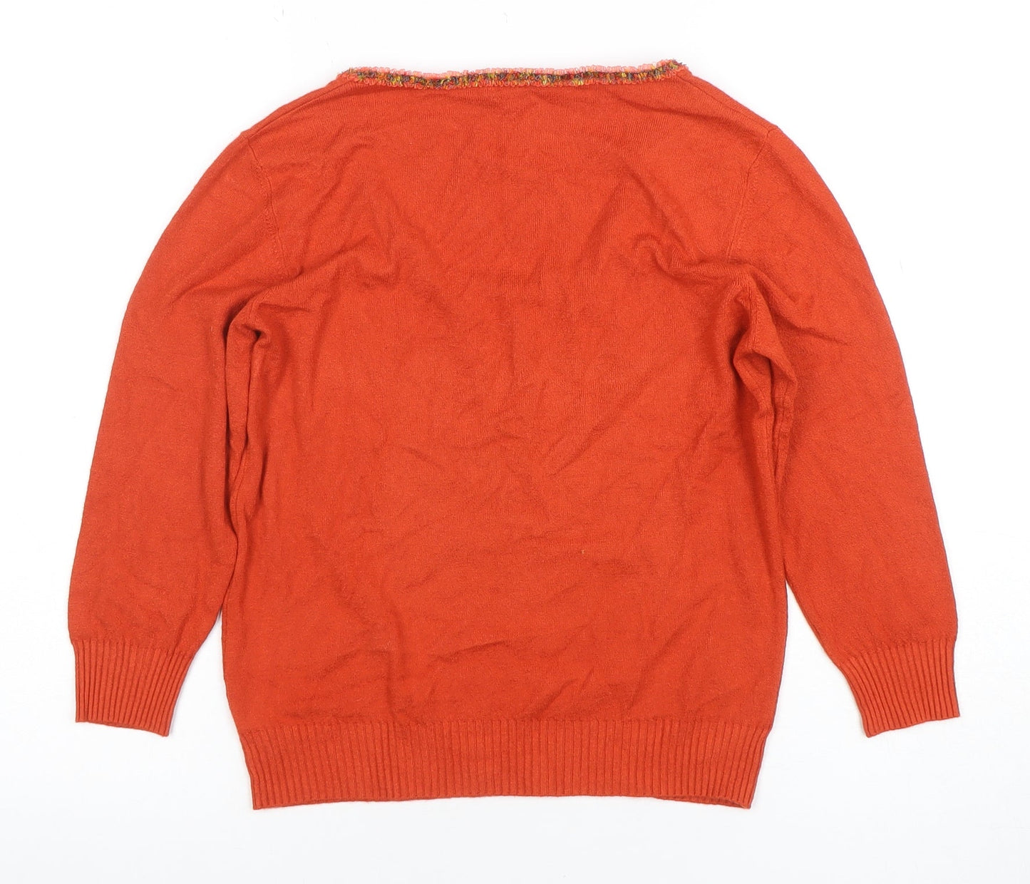 Per Una Women Orange Wool Blend Scoop Neck 3/4 Sleeve Blouse Size 14