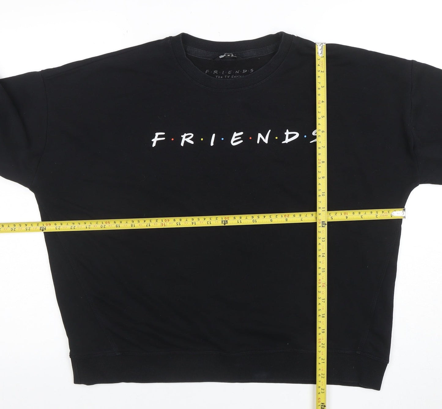 New Look Womens Black Friends TV Sweatshirt Size 12 Cotton Blend