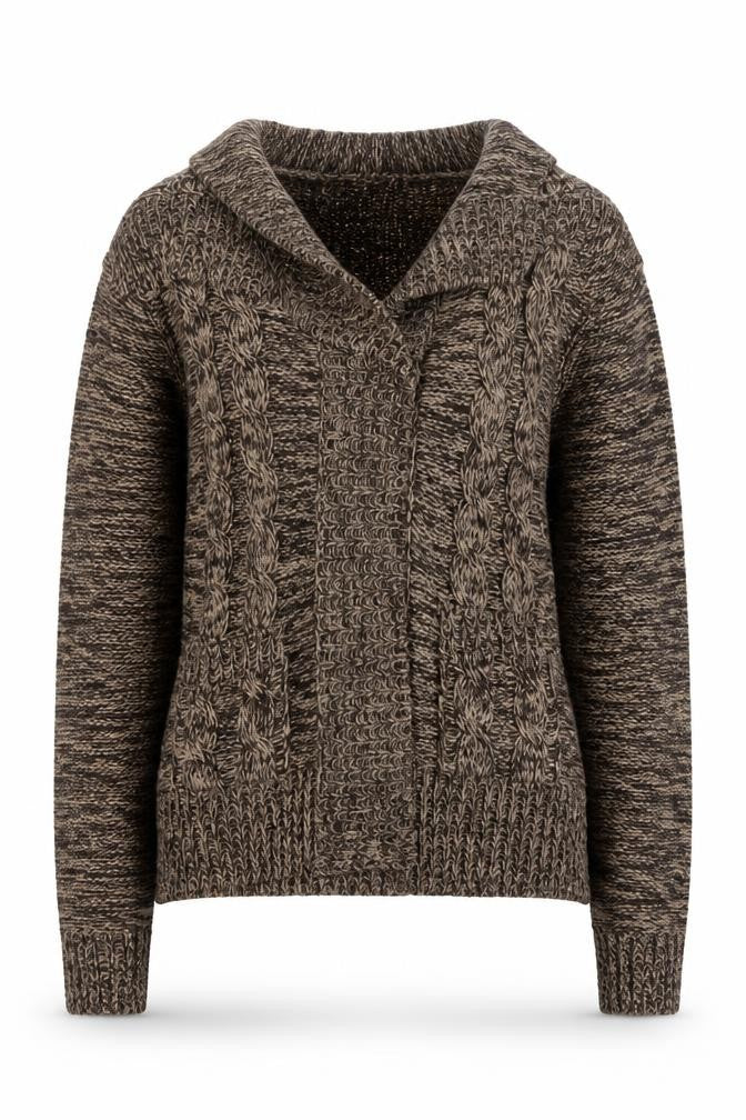 Stephanie Rogers Women’s Brown Cable-Knit Acrylic Pullover Jumper S