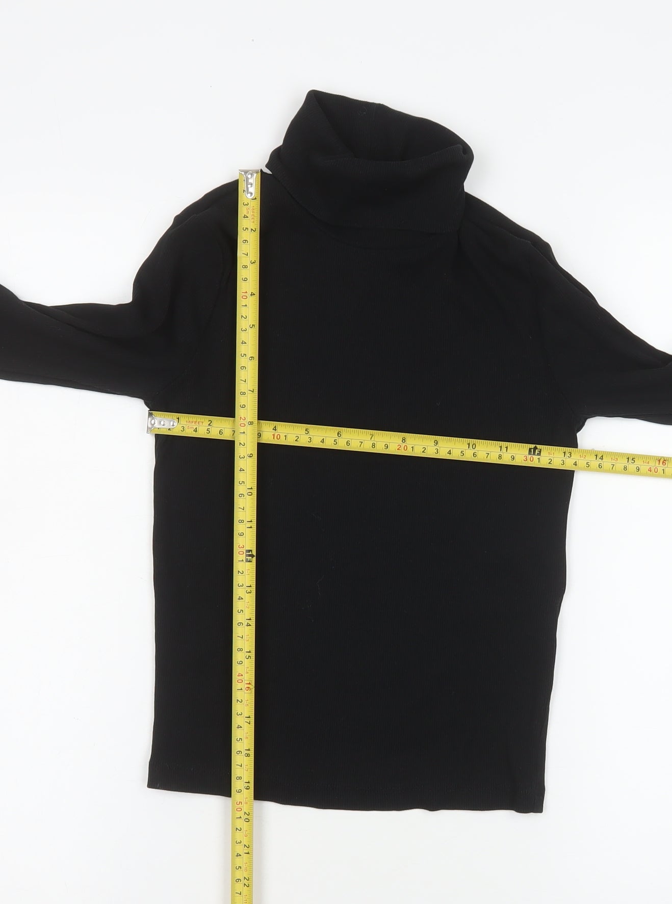 ZARA Women Black Roll Neck Long Sleeve Basic Slim Fit Top Size M