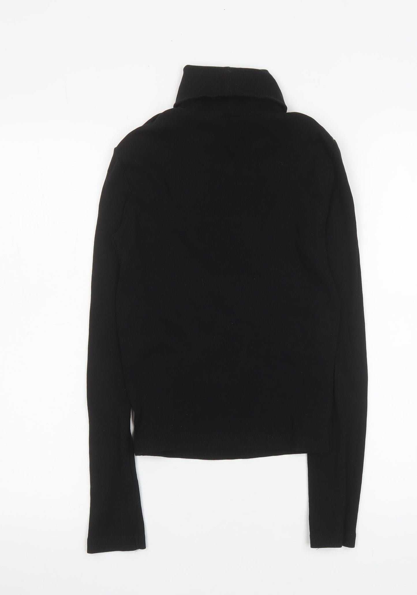 ZARA Women Black Roll Neck Long Sleeve Basic Slim Fit Top Size M