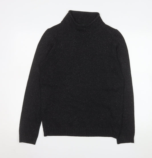Next Men’s Black Roll Neck Jumper Small Acrylic Silk Blend