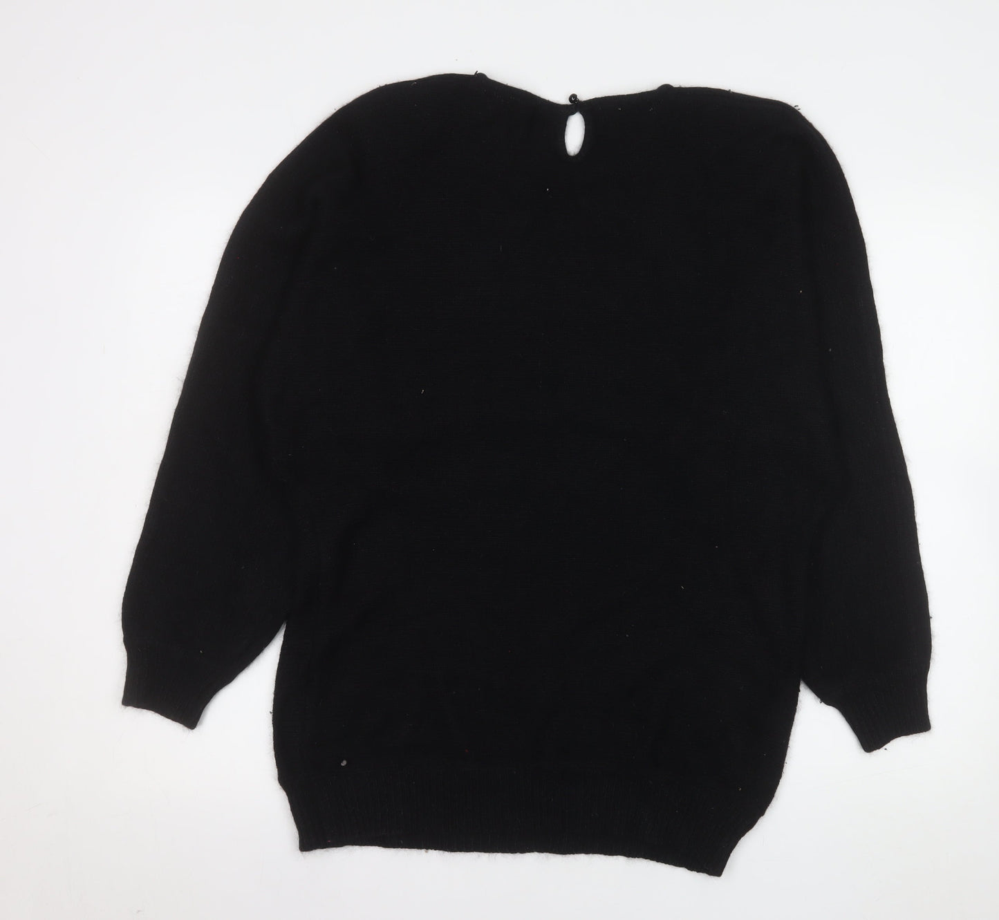 Christina Women’s Black Silk Angora Embroidered Jumper L