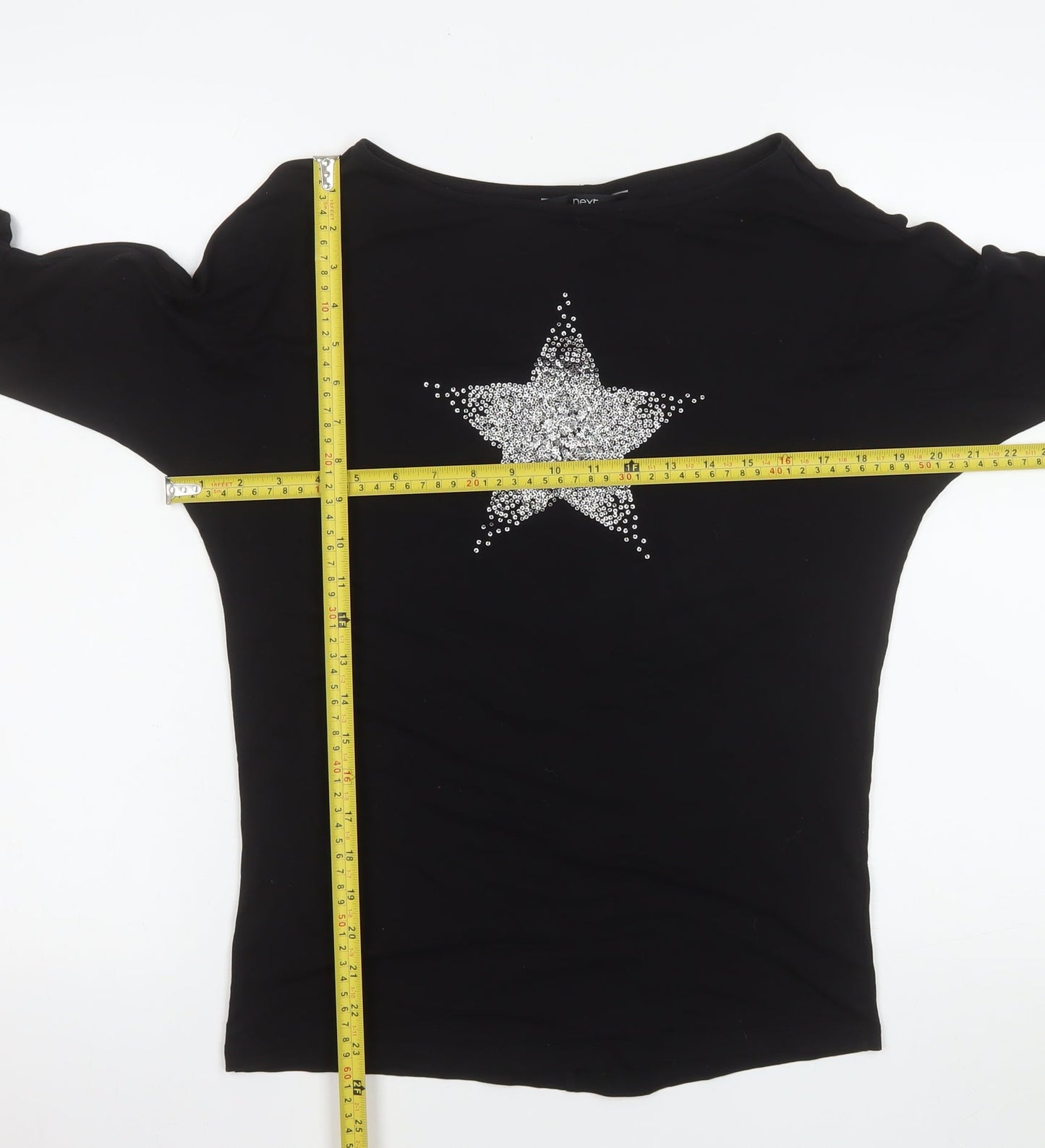 Next Women’s Black Star Rhinestone Long Sleeve T-Shirt Size 6