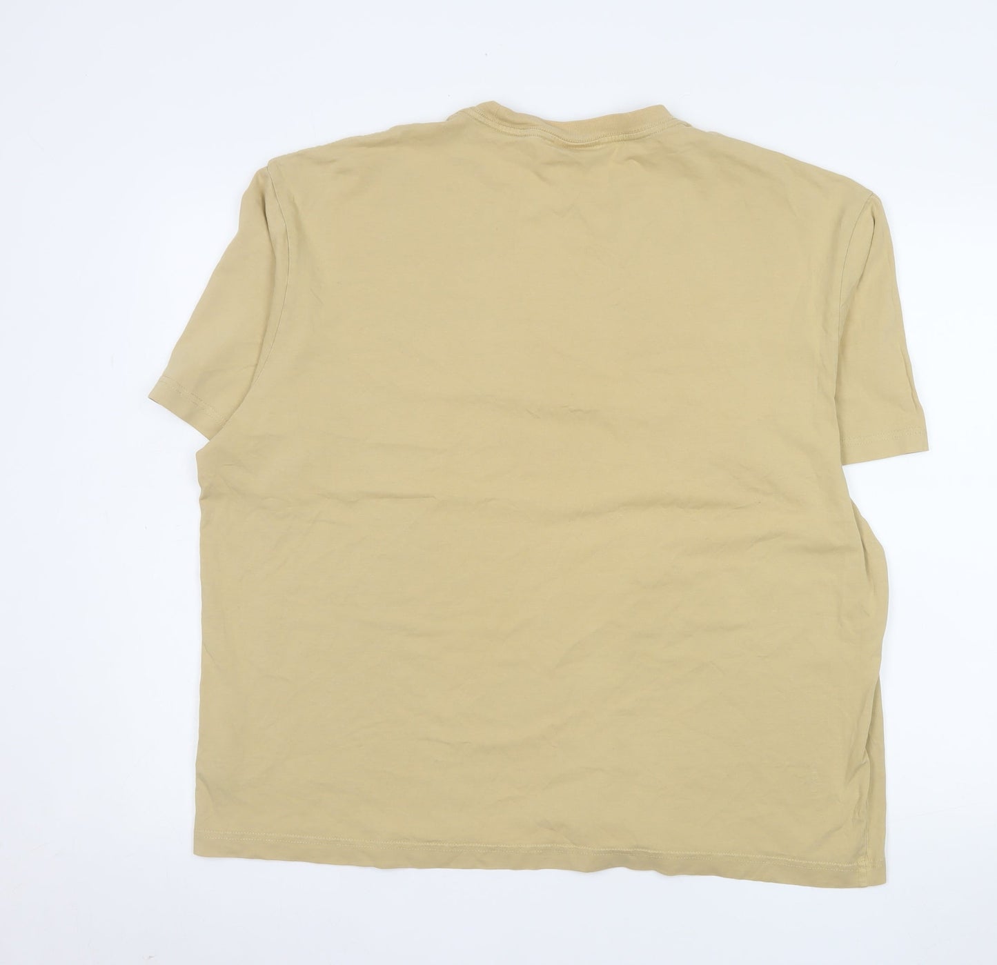 H&M Men's Beige XL Relaxed Fit Graphic College T-Shirt