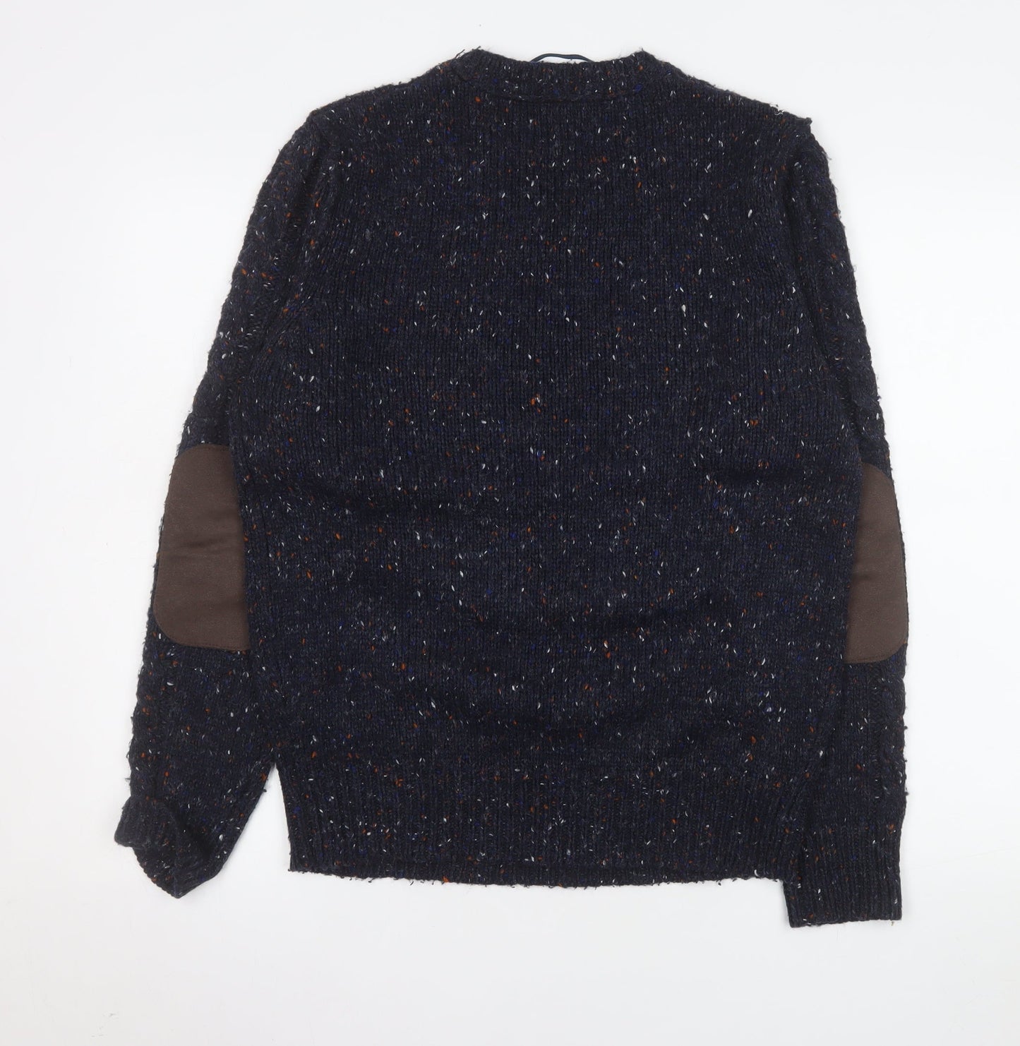 Burton Menswear London Men’s Blue Cable Knit Crew Neck Jumper Medium