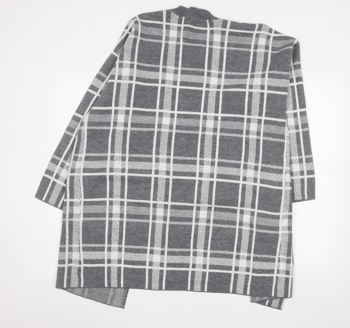 Bonmarché Women’s Grey Check Longline Cardigan Size 16