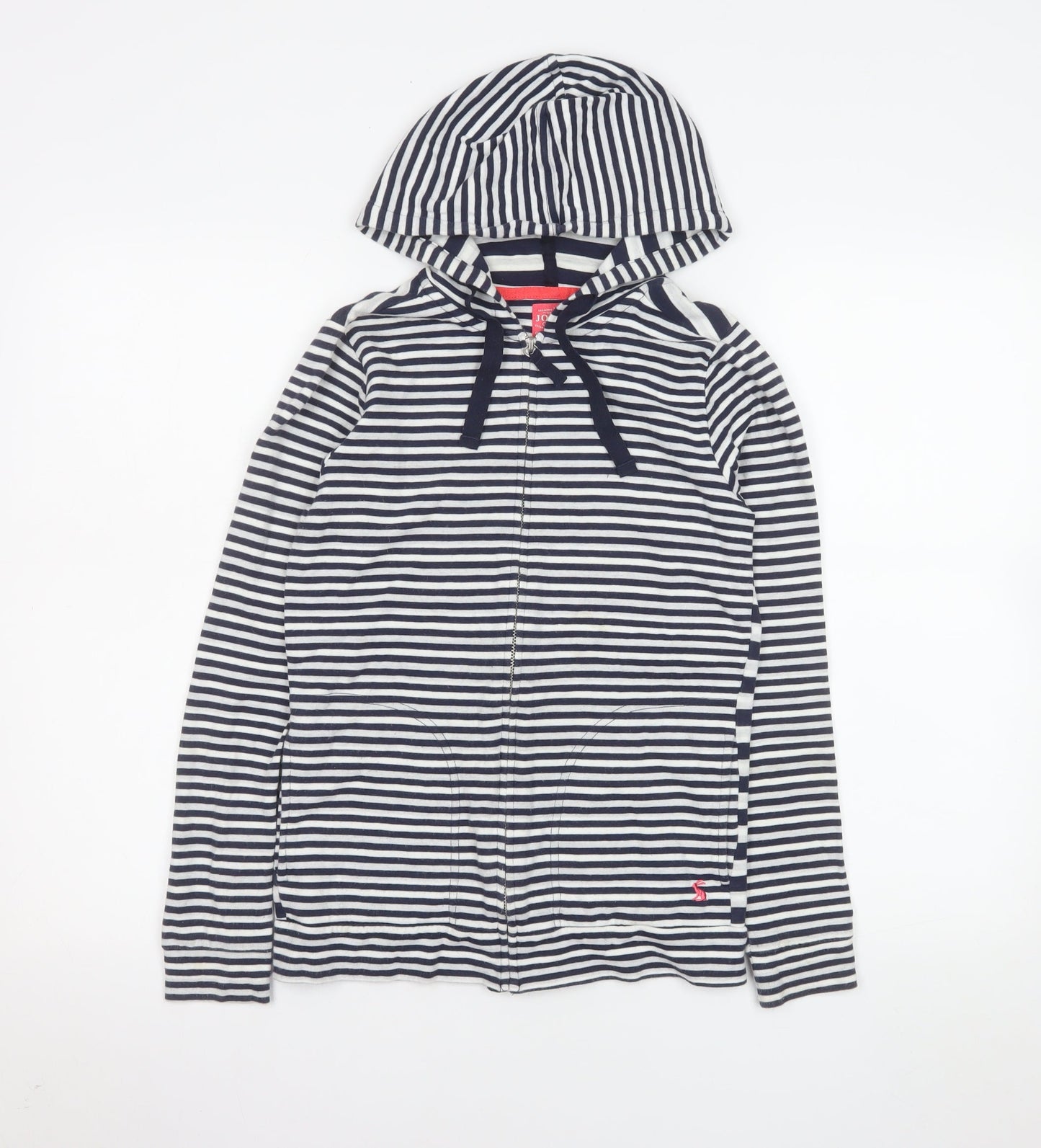 Joules Women's Blue Striped Hooded Full Zip Jacket Size 6