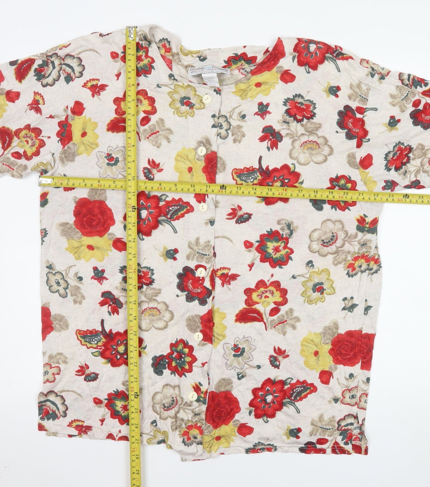 Blue Seven Women’s Multicoloured Floral Short Sleeve Linen Blend Blouse Size 12