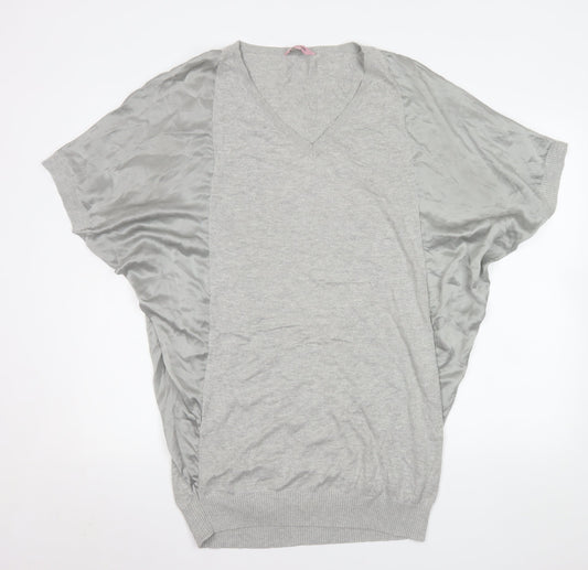 Phase Eight Women’s Grey V-Neck Tunic Blouse Size 12 Relaxed Fit