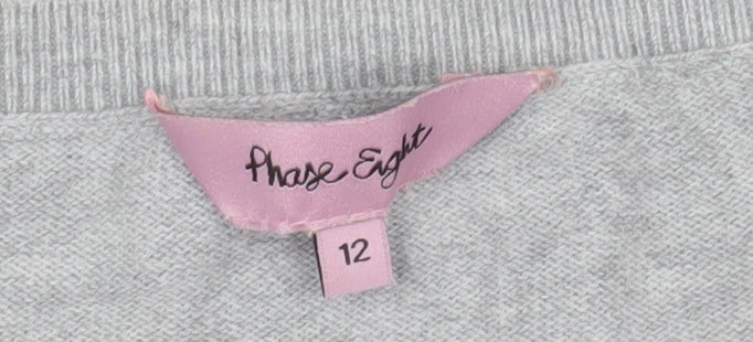 Phase Eight Women’s Grey V-Neck Tunic Blouse Size 12 Relaxed Fit