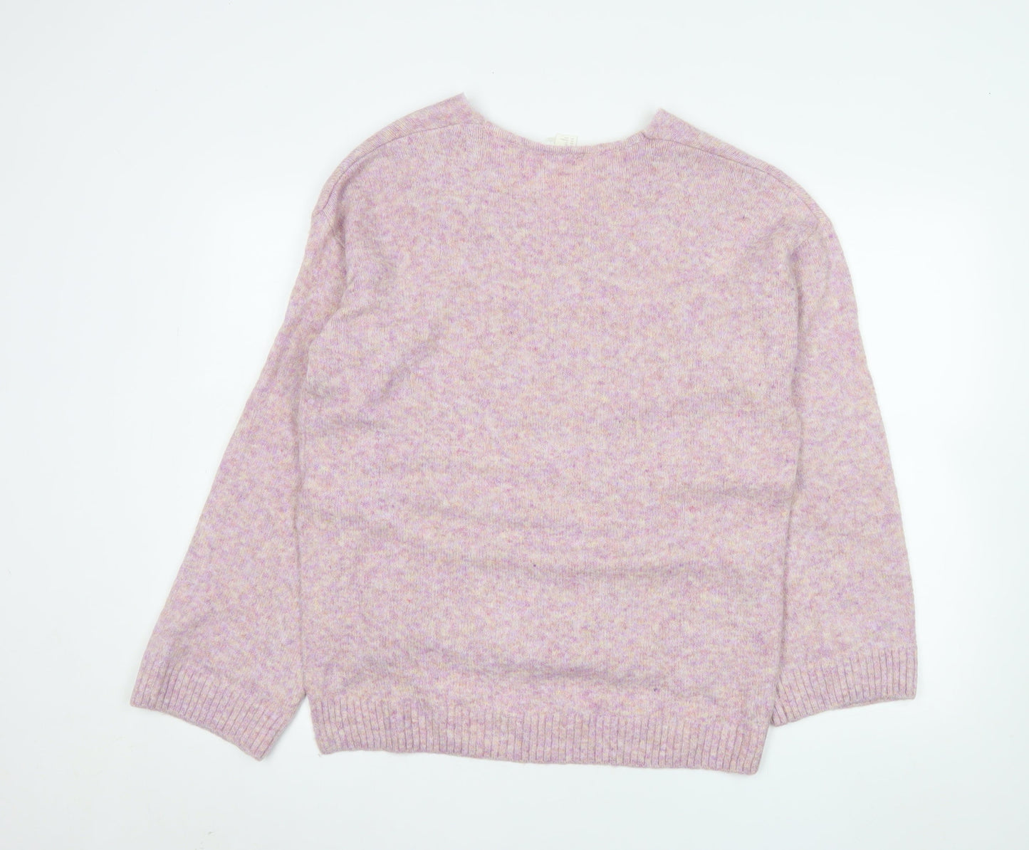 H&M Women’s Pink V-Neck Knit Pullover Jumper XS