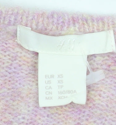 H&M Women’s Pink V-Neck Knit Pullover Jumper XS