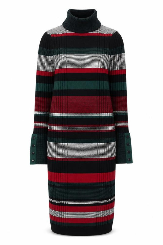 Next Women’s Multicoloured Stripe Knit Roll Neck Bodycon Dress Size 12