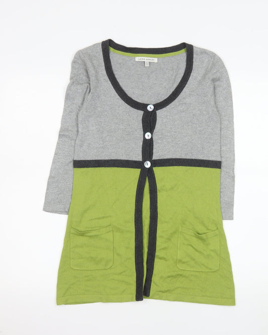 Laura Ashley Women’s Grey & Green Knit Cardigan UK 10