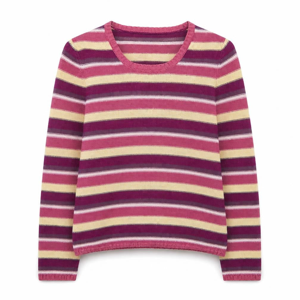 Laura Ashley Women's Multicoloured Stripe Cotton Jumper Small Petite