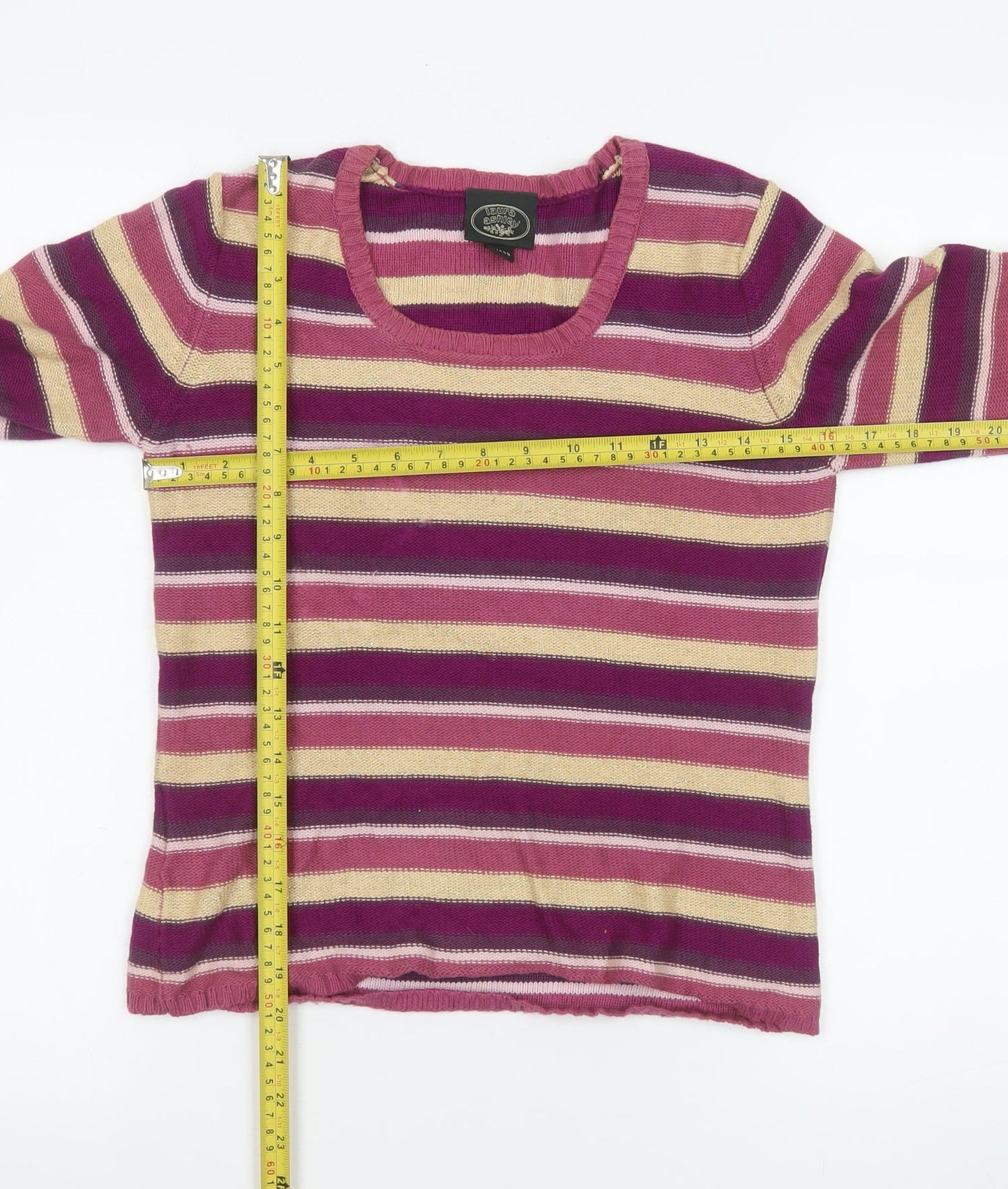 Laura Ashley Women's Multicoloured Stripe Cotton Jumper Small Petite