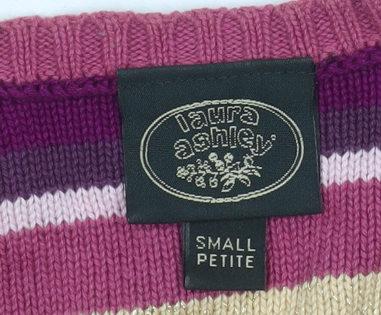Laura Ashley Women's Multicoloured Stripe Cotton Jumper Small Petite