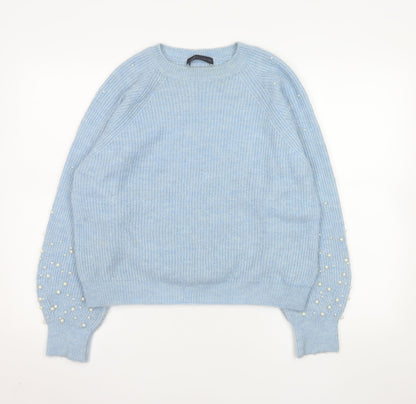 Marks & Spencer Women Blue Beaded Knit Jumper Medium