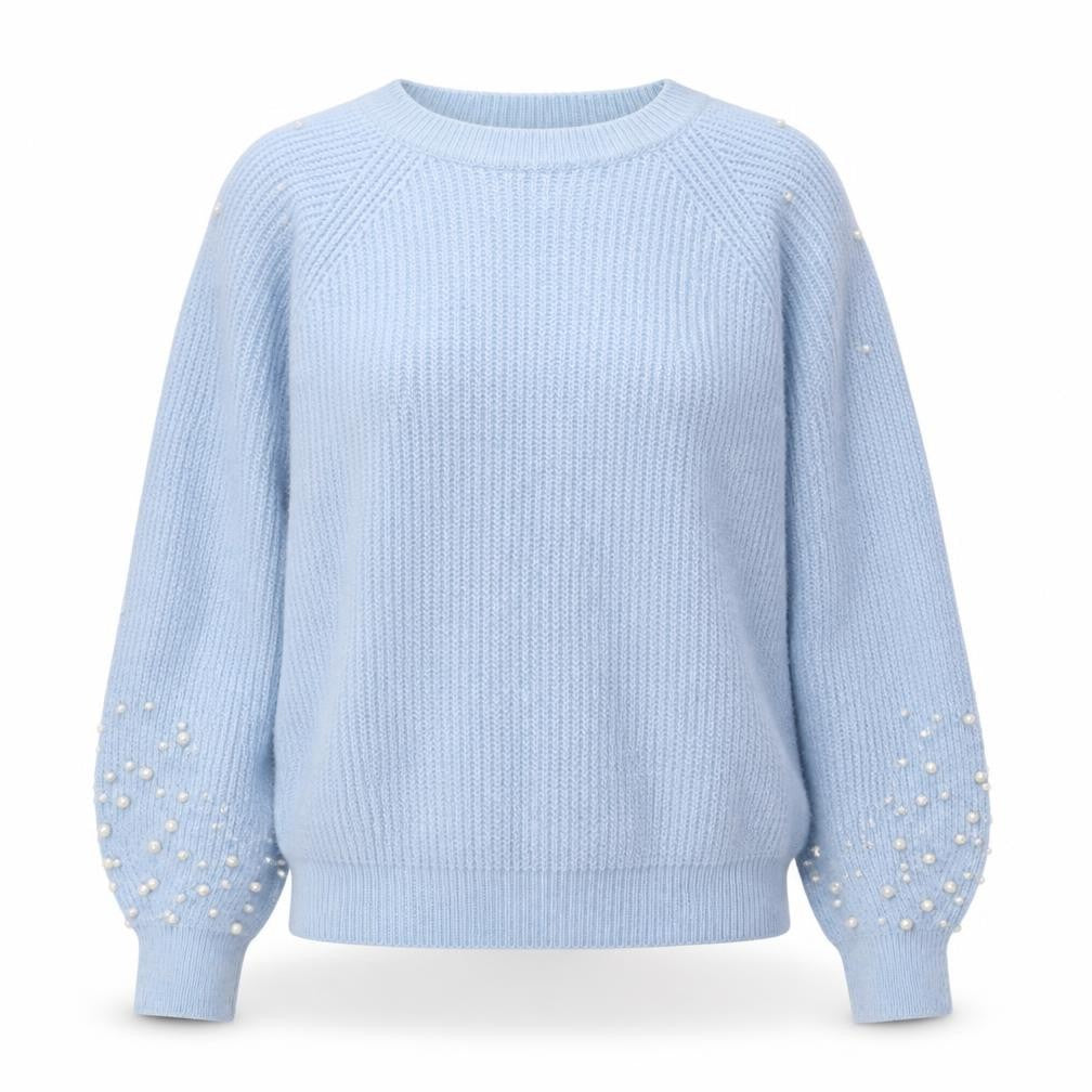 Marks & Spencer Women Blue Beaded Knit Jumper Medium