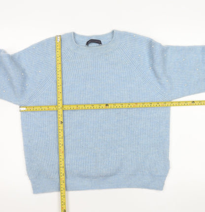 Marks & Spencer Women Blue Beaded Knit Jumper Medium