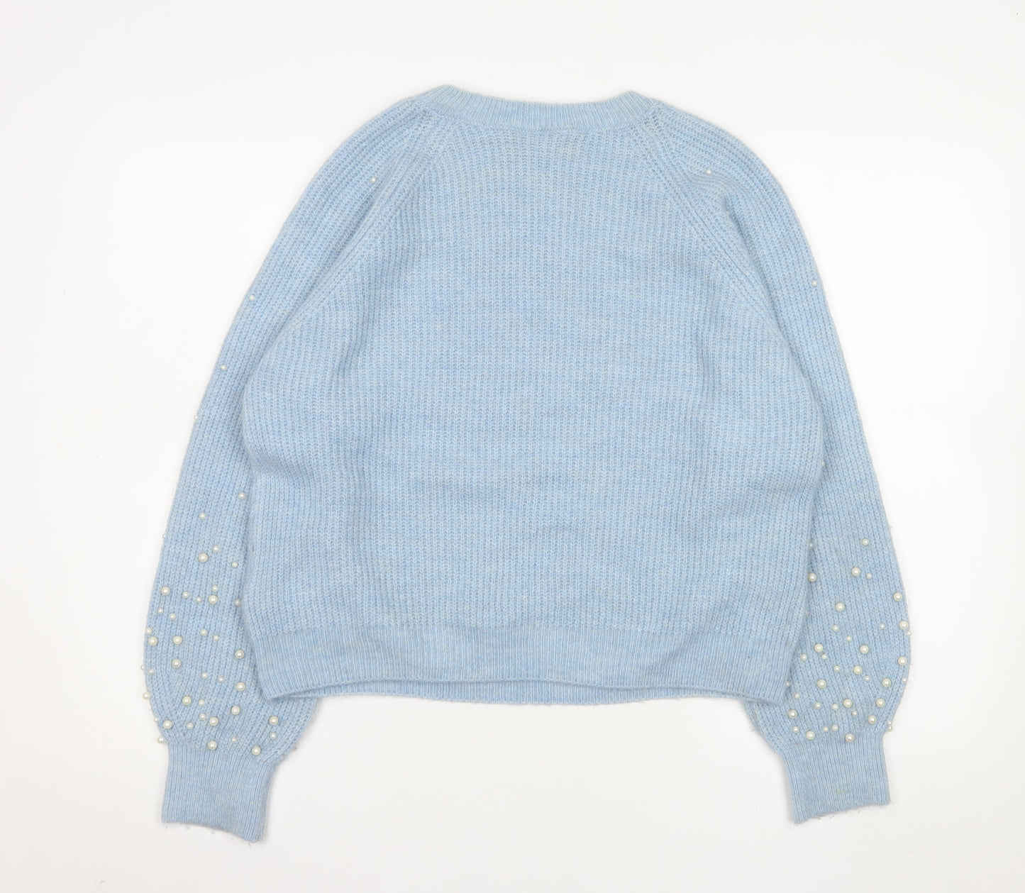 Marks and Spencer Women Blue Beaded Knit Jumper Medium