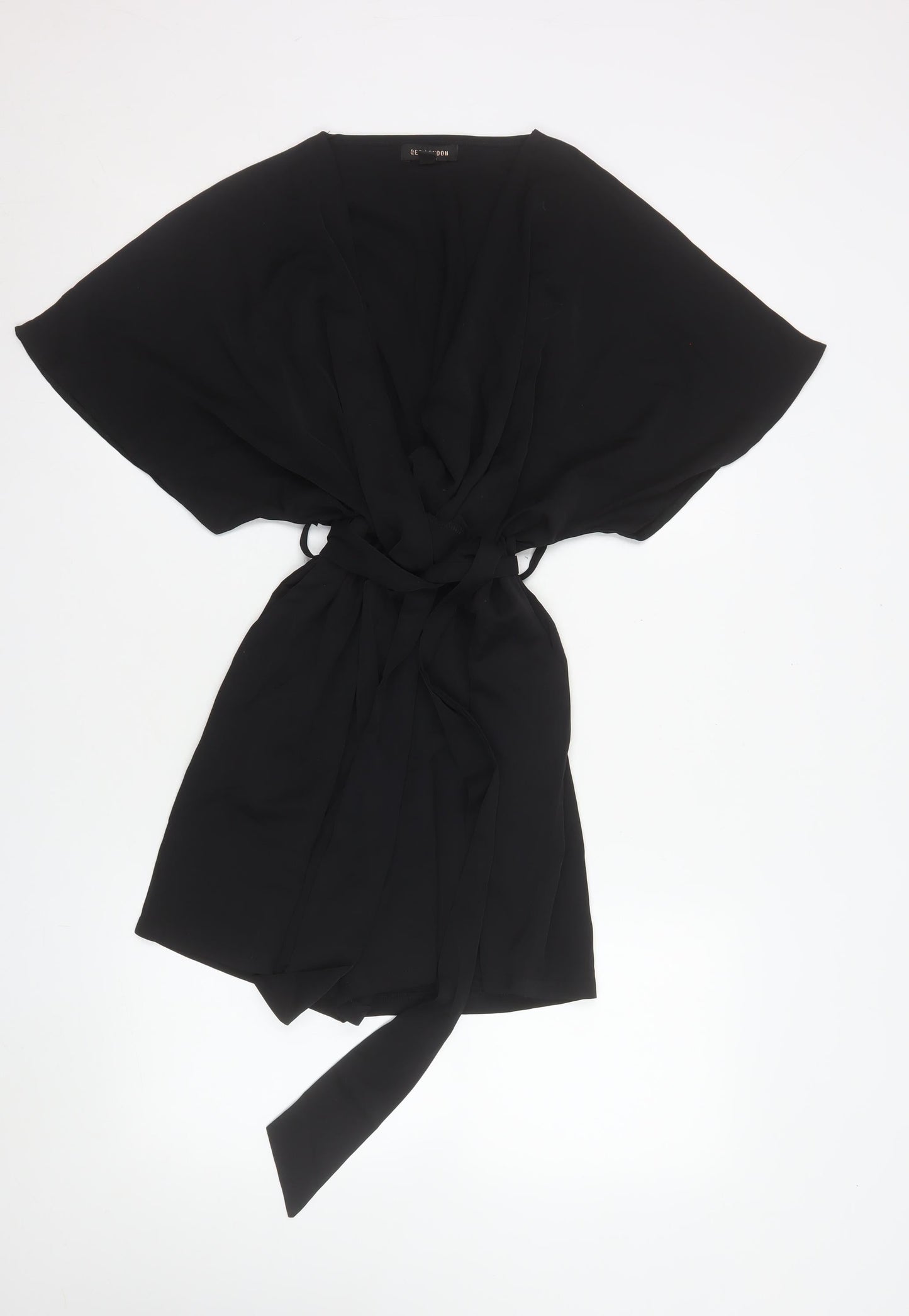QED London Women’s Black Short Sleeve Belted Playsuit Size S