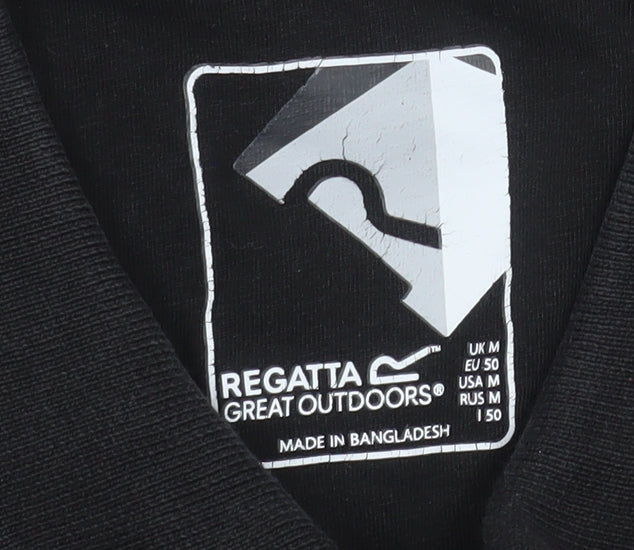 Regatta Great Outdoors Men's Black Polo Shirt Size M Cotton Casual