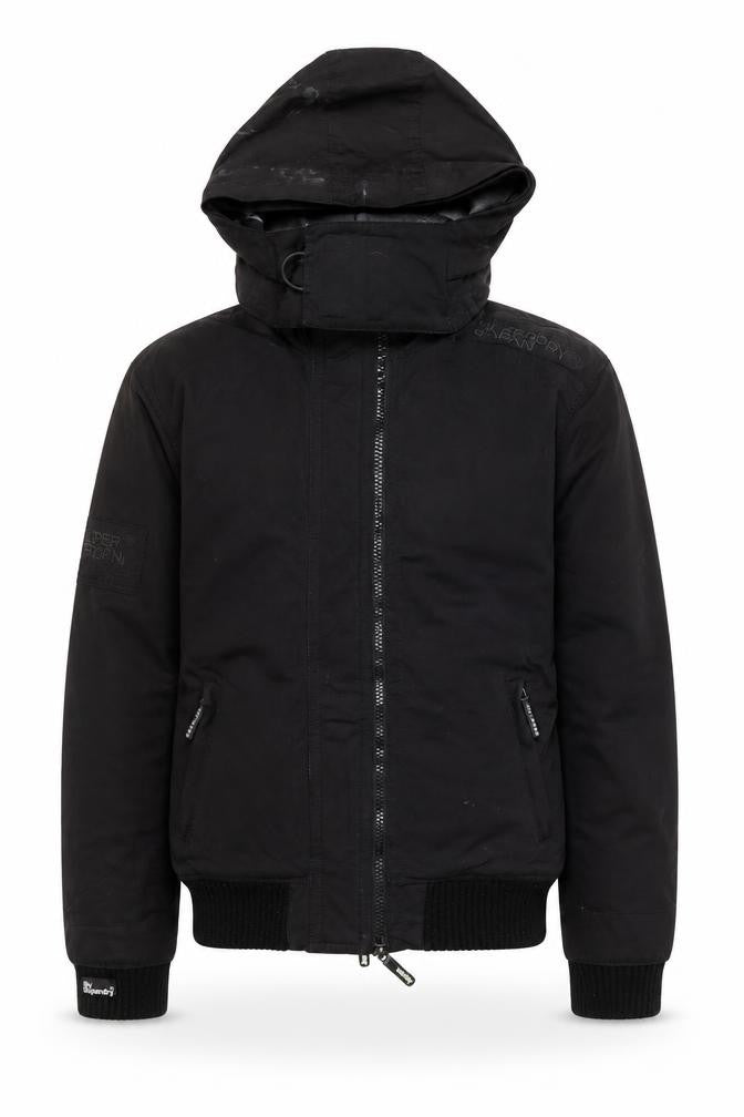 Superdry Men's Black Medium Microfibre Windbomber Hooded Jacket