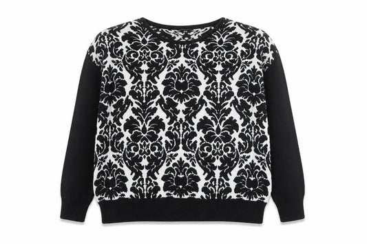 Warehouse Womens Black White UK 8 Crew Neck Long Sleeve Jumper