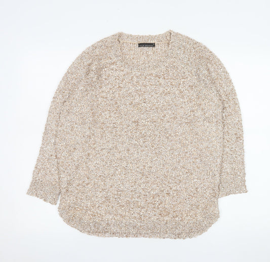 David Emanuel Women's Beige Sequin Knit Pullover Jumper M