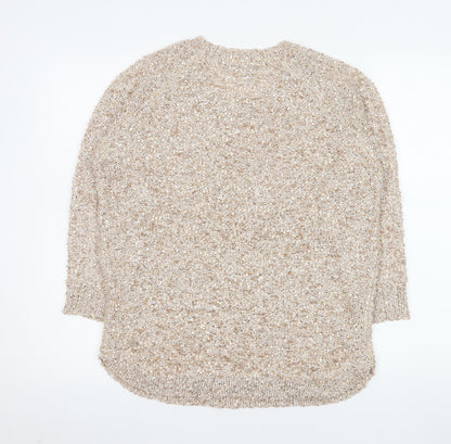 David Emanuel Women's Beige Sequin Knit Pullover Jumper M