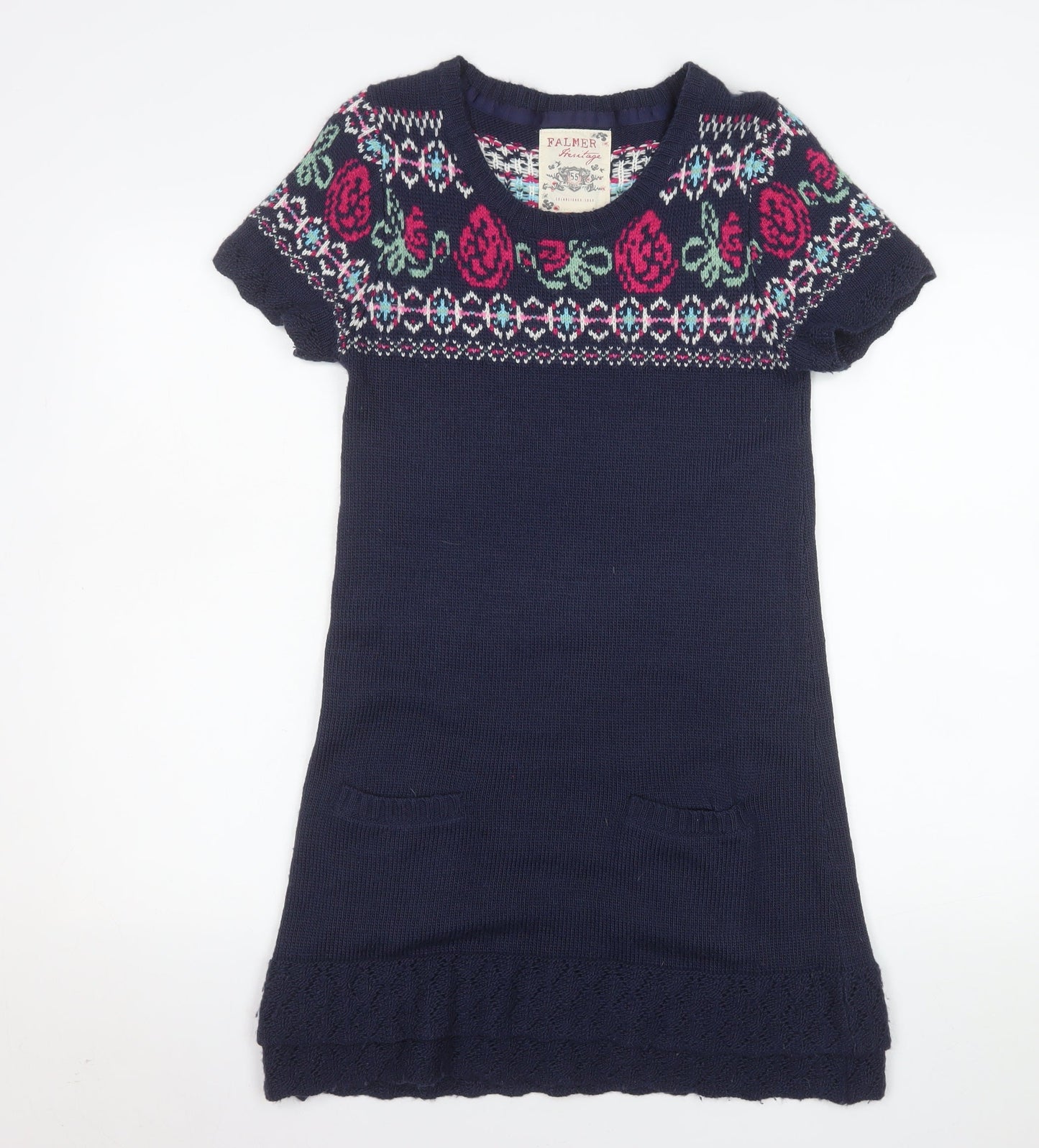 Falmer Heritage Women Blue Fair Isle Jumper Dress Size 10