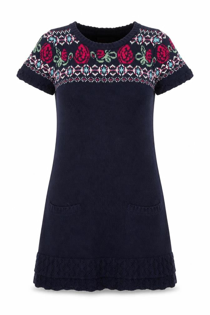 Falmer Heritage Women Blue Fair Isle Jumper Dress Size 10