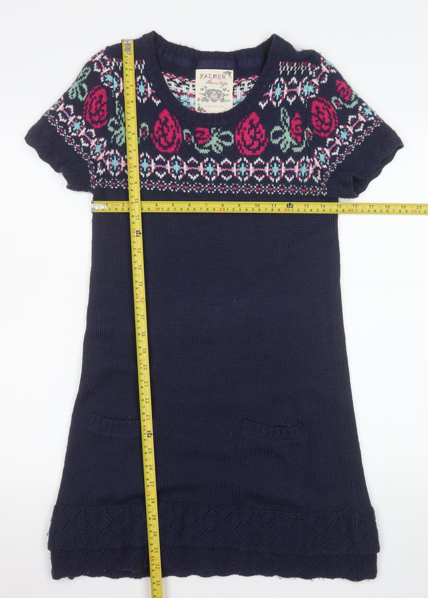 Falmer Heritage Women Blue Fair Isle Jumper Dress Size 10